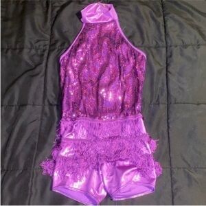 Weissman Purple Sequin Halter Dance Costume